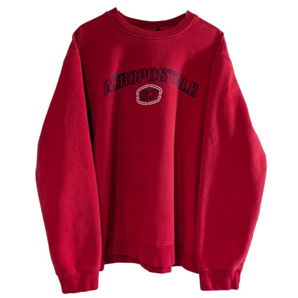 Aeropostale Men's Crewneck Sweatshirt Size Large, Red, "Aeropostale 87", Y2K Era - Picture 1 of 11
